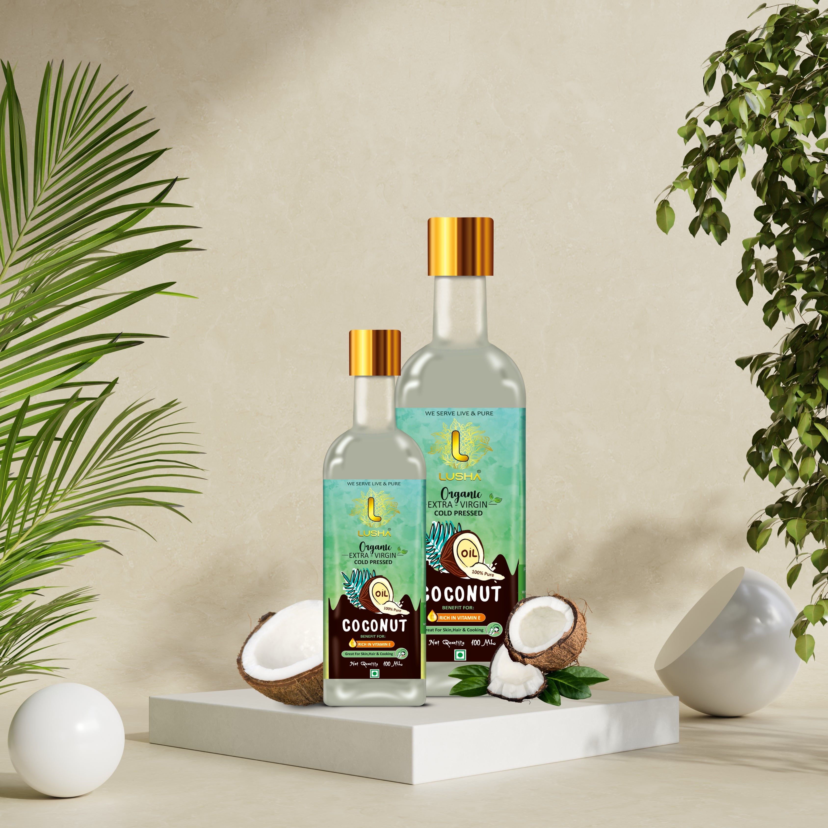 Lusha Cold-Pressed Coconut Oil – Pure, Traditional Coconut Oil for Skin, Hair & Cooking