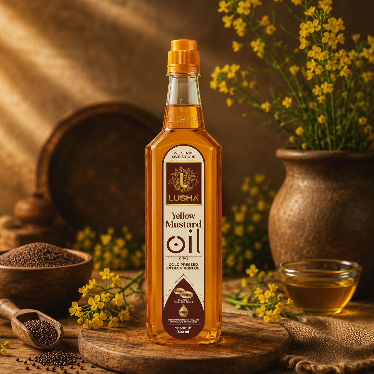 Premium cold-pressed almond oil collection by Lusha Pure featuring natural sweet almond oil for wellness, nutrition, and everyday health