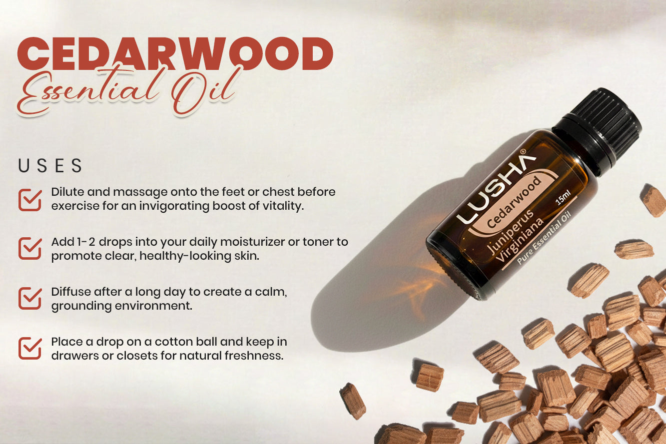 Cedarwood Essential Oil uses image