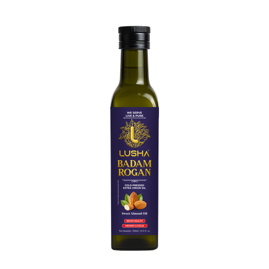 Lusha Pure Badam Rogan Oil — Cold-Pressed Almond Oil for Skin, Face & Body