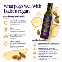 Lusha Pure Badam Rogan Oil — Cold-Pressed Almond Oil for Skin, Face & Body