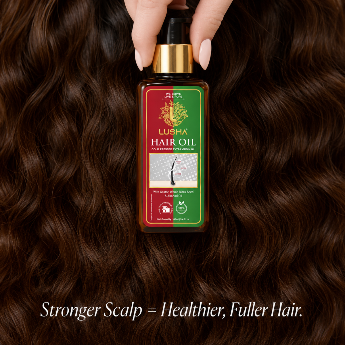 Lusha Hair Oil — Cold-Pressed Castor, Black Seed & Almond Oil
