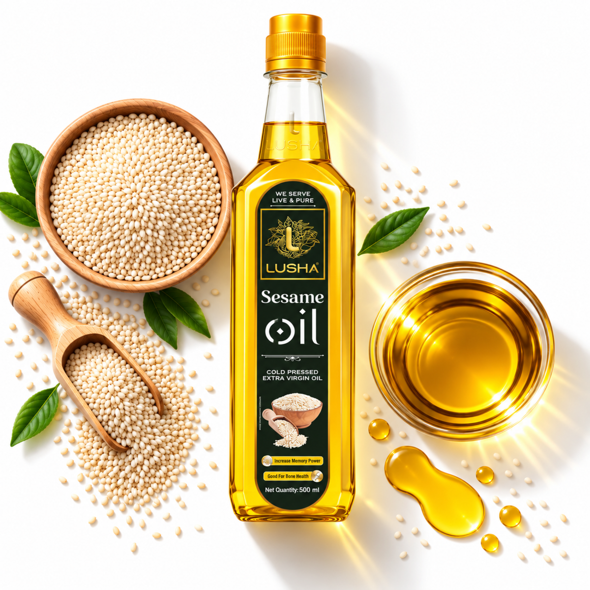 Lusha Cold-Pressed Sesame Oil – Nutritious, Aromatic, and Healthy Cooking Oil