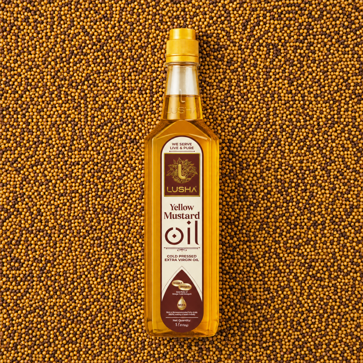 Lusha Cold-Pressed Mustard Oil – Pure, Authentic, and Heart-Healthy Cooking Oil